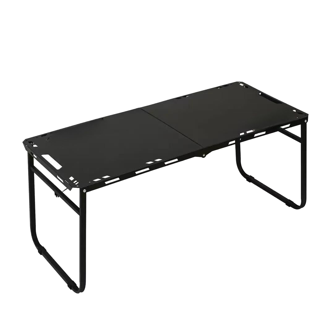 Camping Cooking Table - โต๊ะพับสำหรับตั้งแคมป์แบบพกพา โต๊ะโลหะกลางแจ้งขนาดกะทัดรัด โต๊ะปิกนิกเตี้ยสำหรับตั้งแคมป์และทำอาหาร