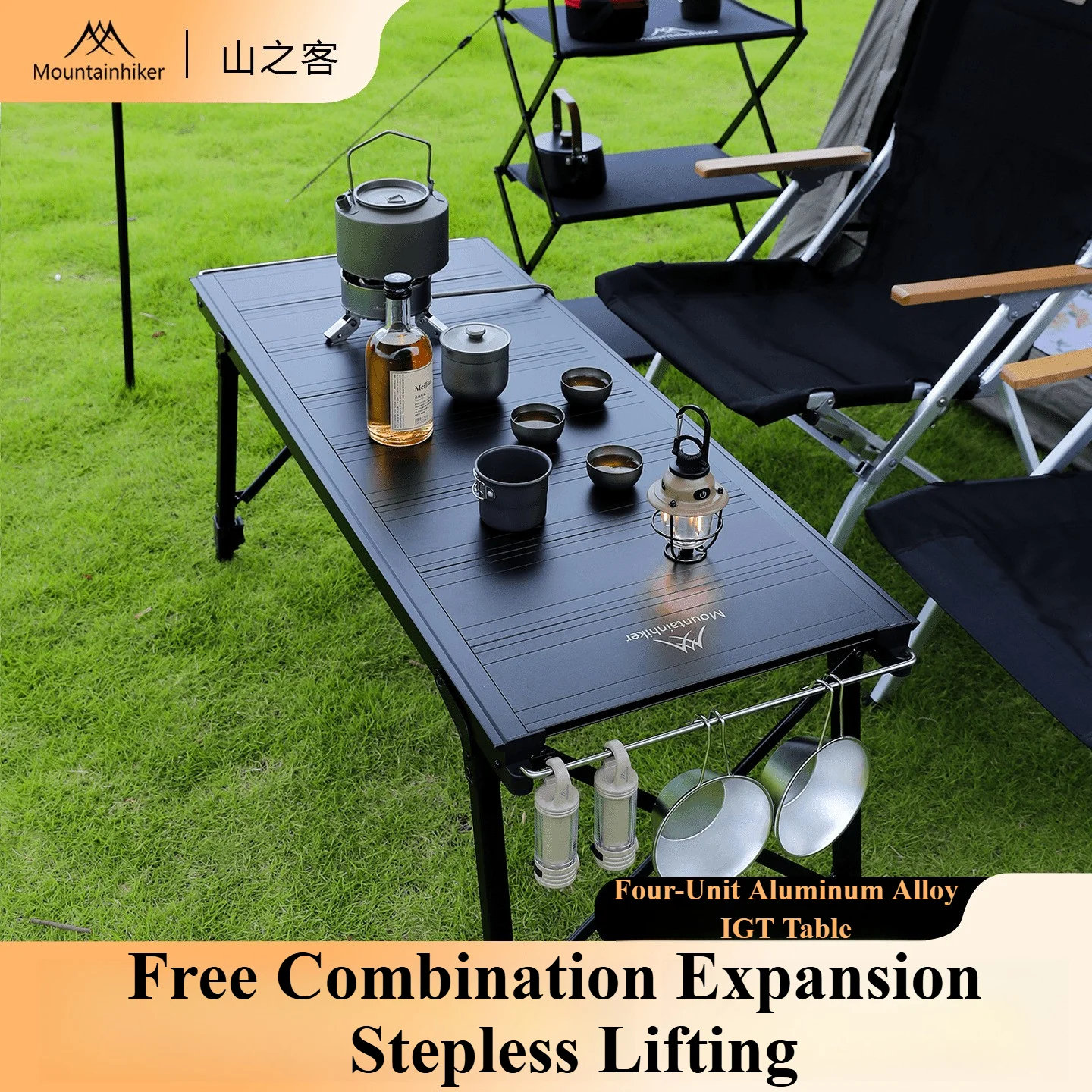 Camping Cooking Table - Mountainhiker Camping ลิฟท์พับที่ถอดออกได้หลายหน่วย IGT ตารางเตาแก๊สแบบพกพา Camp