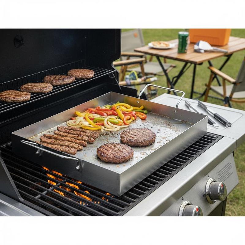 Camping Cooking Flat Top - แผ่นเหล็กทรงสี่เหลี่ยมขนาด 17x13 นิ้ว สำหรับตั้งแคมป์ ปาร์ตี้ ปิ้งย่าง