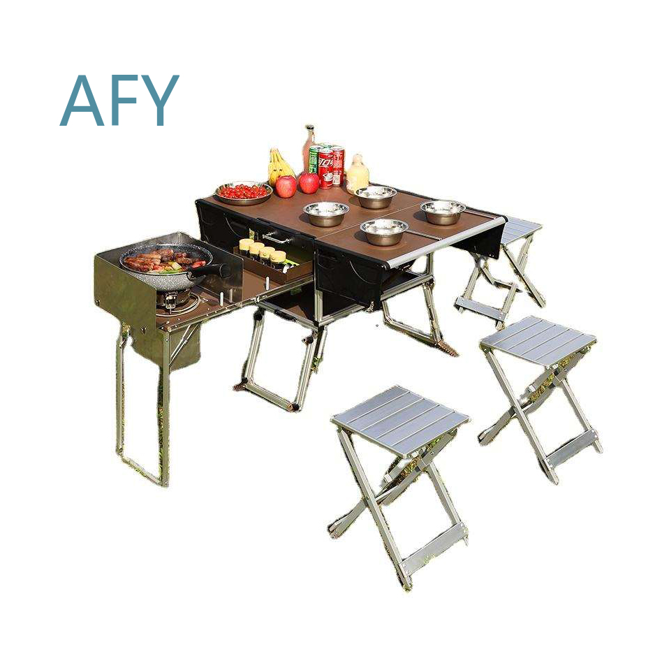 รถพ่วงอาหารพับได้แบบพกพาสำหรับ - Camping Cooking Dining Set บทวิจารณ์และราคา