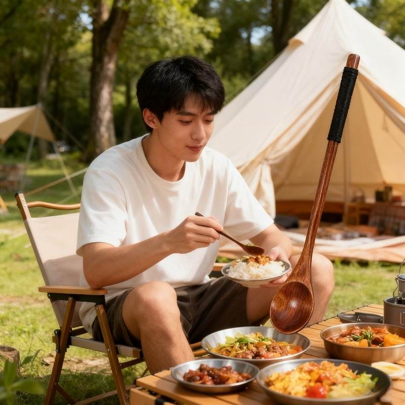 ชุดช้อนส้อมไม้ 3 ชิ้น ทำจากไม้ - Camping Cooking Dining Set บทวิจารณ์และราคา