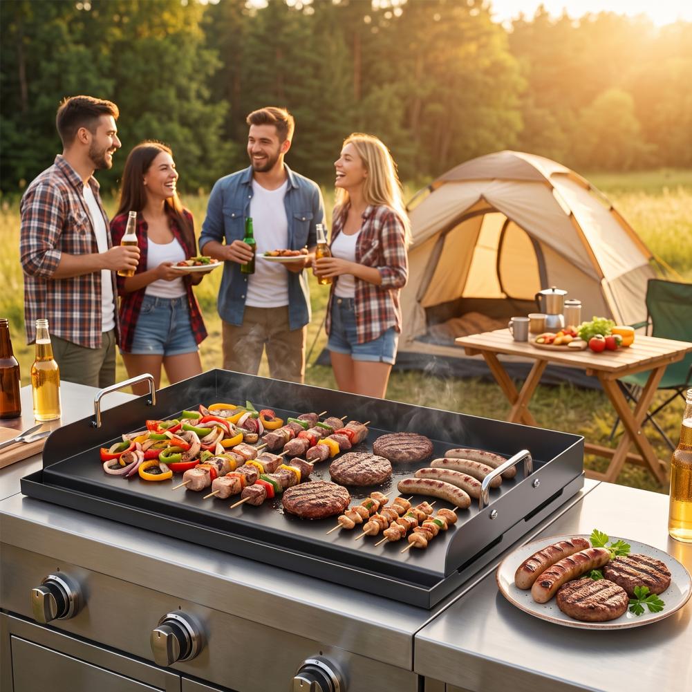 กระทะเหล็กหล่อหนาสำหรับอบอาหาร - Camping Cooking Flat Top บทวิจารณ์และราคา