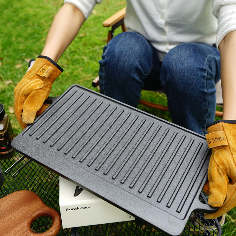 กระทะเหล็กหล่อสองด้านสำหรับตั้ - Camping Cooking Flat Top บทวิจารณ์และราคา
